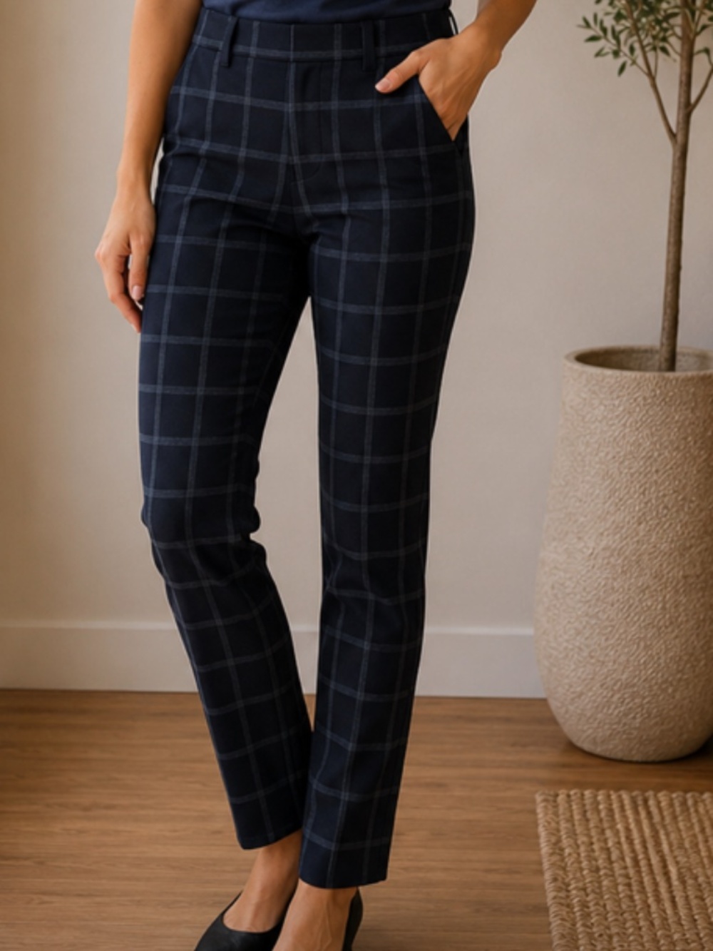 Sanctuary | Slim Fit Plaid Pull-On Pants Women’s Size L